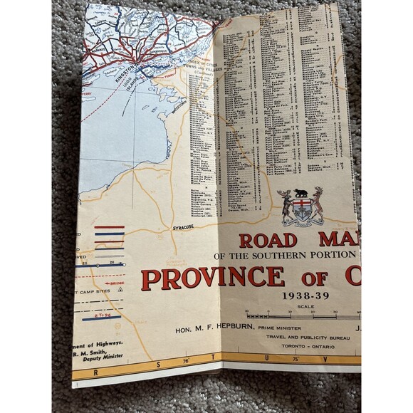 1938-1939 Ontario Official Government Road Map - Picture 5 of 6